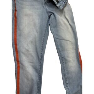 Skinnygirl Blue Jeans, Red Racer stripe, skinny sz 29 /8‎ THE SKINNY Injeanious